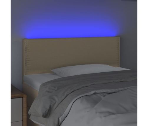 Cabecero con LED de tela color crema 90x5x78/88 cm