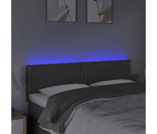 Cabecero con LED de tela gris oscuro 144x5x78/88 cm