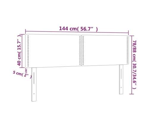 Cabecero con LED de tela gris taupe 144x5x78/88 cm