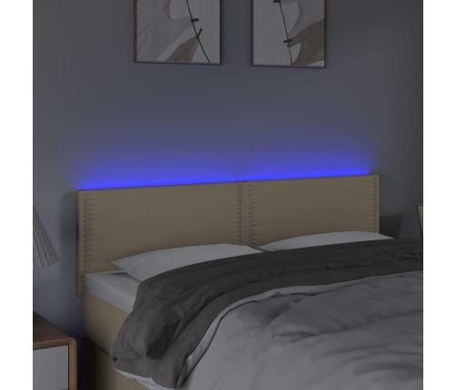 Cabecero con LED de tela color crema 144x5x78/88 cm