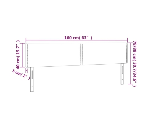 Cabecero con LED de tela gris oscuro 160x5x78/88 cm