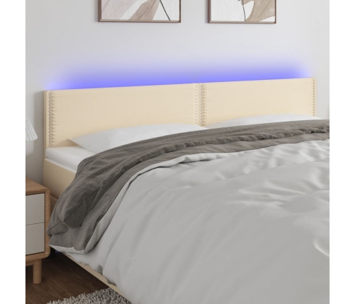 Cabecero con LED de tela color crema 160x5x78/88 cm