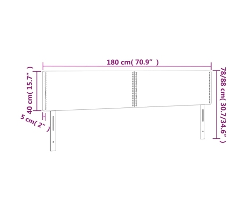 Cabecero con LED de tela gris oscuro 180x5x78/88 cm