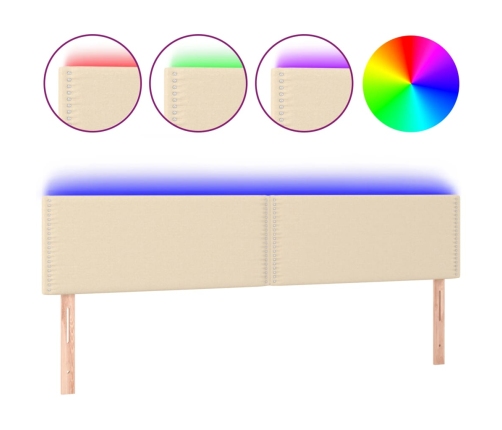 Cabecero con LED de tela color crema 180x5x78/88 cm