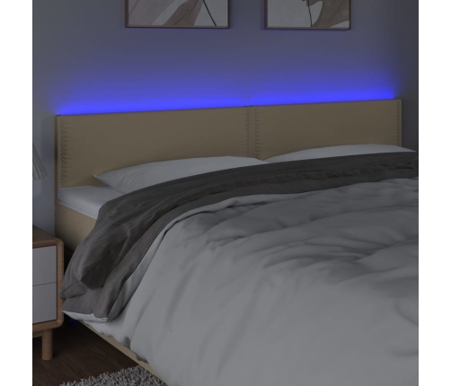 Cabecero con LED de tela color crema 180x5x78/88 cm