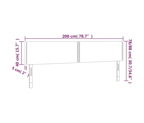 Cabecero con LED de tela gris oscuro 200x5x78/88 cm