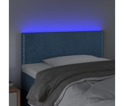 Cabecero con LED de terciopelo azul oscuro 80x5x78/88 cm