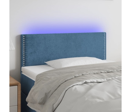 Cabecero con LED de terciopelo azul oscuro 80x5x78/88 cm