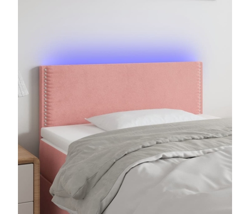 vidaXL Cabecero con LED de terciopelo rosa 90x5x78/88 cm