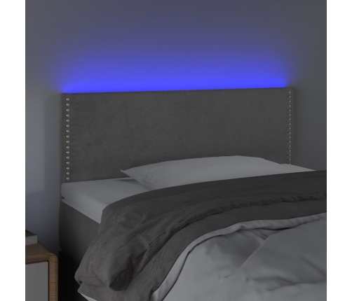 Cabecero con LED de terciopelo gris claro 100x5x78/88 cm