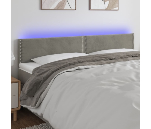 Cabecero con LED de terciopelo gris claro 160x5x78/88 cm