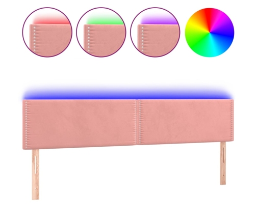 Cabecero con LED de terciopelo rosa 160x5x78/88 cm