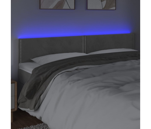 Cabecero con LED de terciopelo gris claro 180x5x78/88 cm