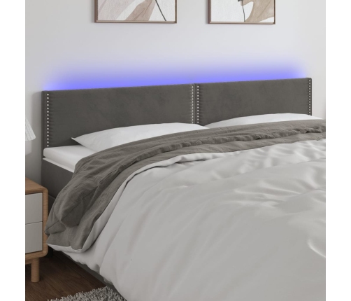 Cabecero con LED de terciopelo gris oscuro 180x5x78/88 cm