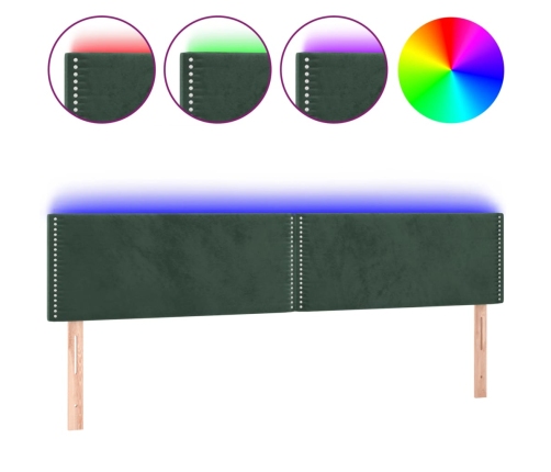 Cabecero con LED de terciopelo verde oscuro 180x5x78/88 cm