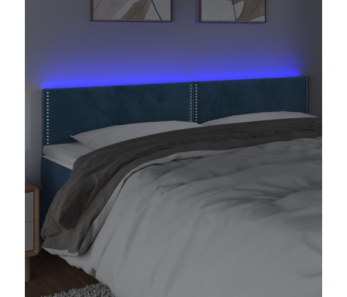 Cabecero con LED de terciopelo azul oscuro 180x5x78/88 cm