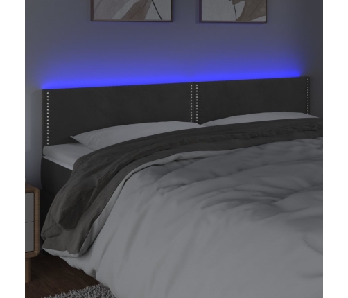 vidaXL Cabecero con LED de terciopelo gris oscuro 200x5x78/88 cm