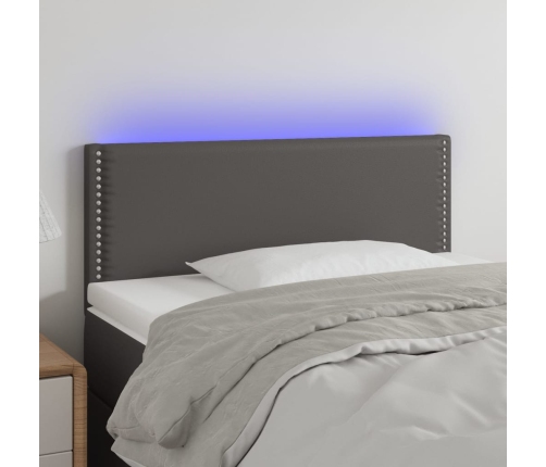 Cabecero con LED cuero sintético gris 80x5x78/88 cm