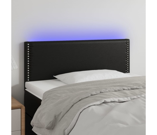 Cabecero con LED cuero sintético negro 90x5x78/88 cm