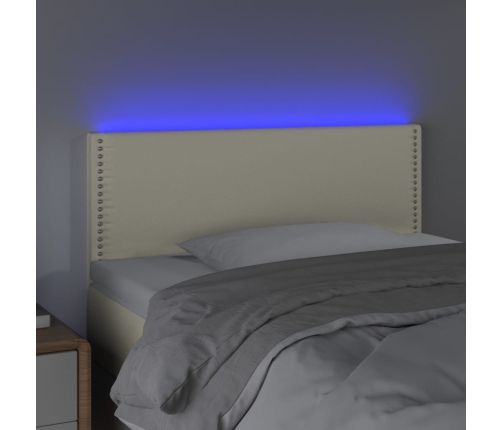 Cabecero con LED cuero sintético color crema 90x5x78/88 cm