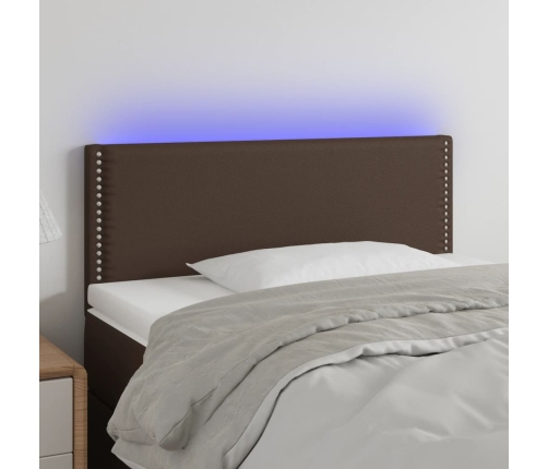 vidaXL Cabecero con LED cuero sintético marrón 90x5x78/88 cm