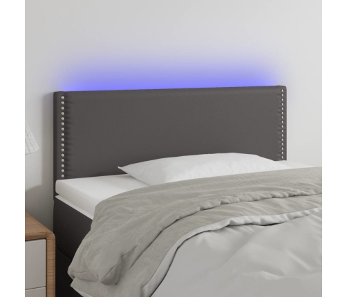 Cabecero con LED cuero sintético gris 90x5x78/88 cm