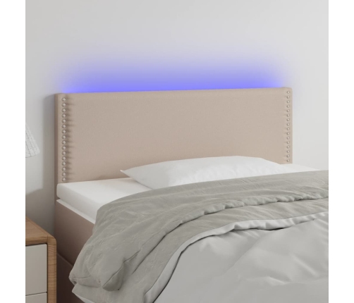 Cabecero con LED cuero sintético color capuchino 90x5x78/88 cm