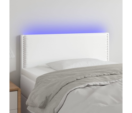 Cabecero con LED cuero sintético blanco 100x5x78/88 cm