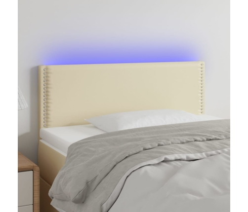 Cabecero con LED cuero sintético color crema 100x5x78/88 cm