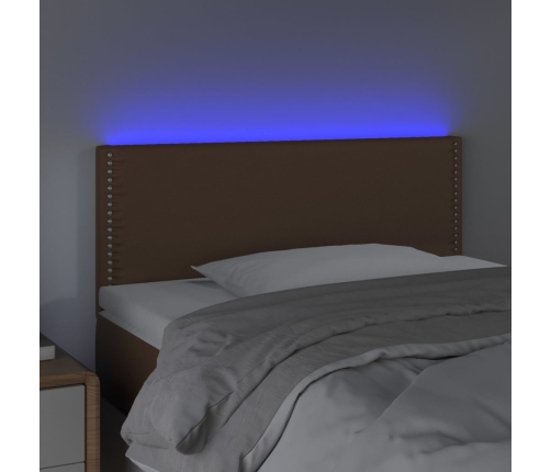 Cabecero con LED cuero sintético marrón 100x5x78/88 cm