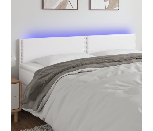 Cabecero con LED cuero sintético blanco 160x5x78/88 cm