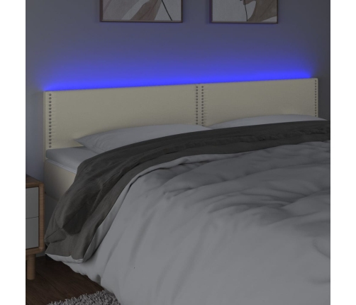 Cabecero con LED cuero sintético color crema 160x5x78/88 cm