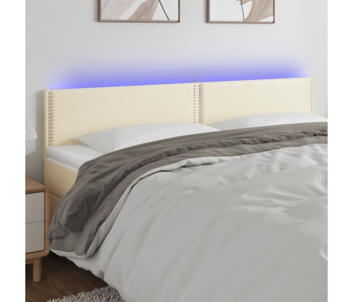 Cabecero con LED cuero sintético color crema 160x5x78/88 cm