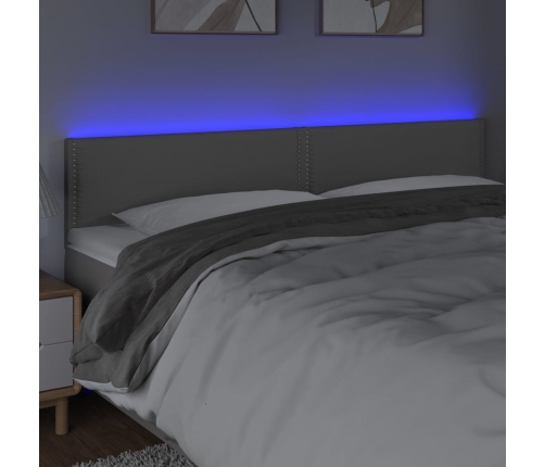 Cabecero con LED cuero sintético gris 160x5x78/88 cm