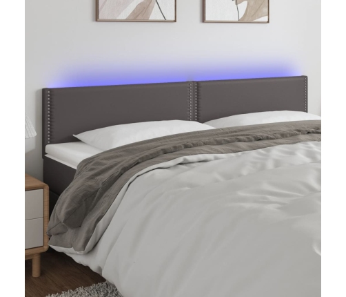 Cabecero con LED cuero sintético gris 180x5x78/88 cm