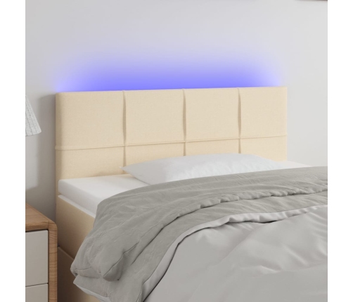 Cabecero con LED de tela color crema 90x5x78/88 cm