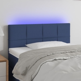 Cabecero con LED de tela azul 90x5x78/88 cm