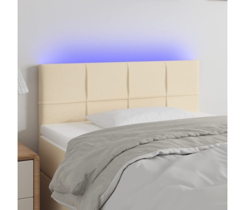 Cabecero con LED de tela color crema 100x5x78/88 cm