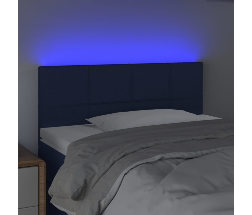 vidaXL Cabecero con LED de tela azul 100x5x78/88 cm