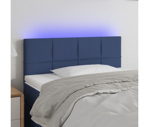 vidaXL Cabecero con LED de tela azul 100x5x78/88 cm