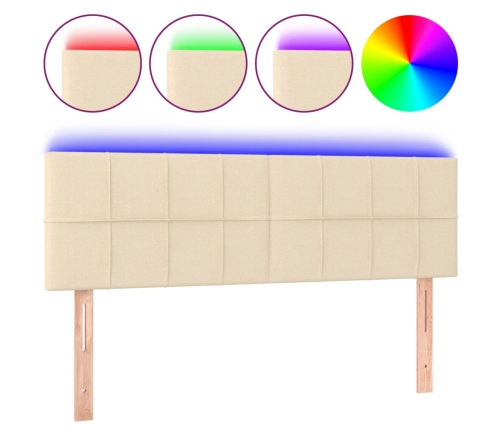 vidaXL Cabecero con LED de tela color crema 144x5x78/88 cm