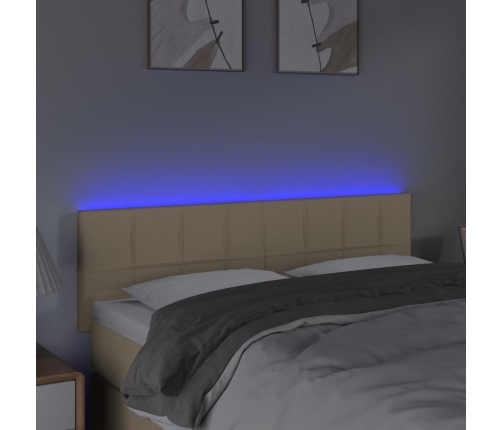 vidaXL Cabecero con LED de tela color crema 144x5x78/88 cm