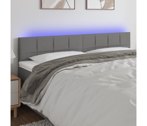 Cabecero con LED de tela gris oscuro 160x5x78/88 cm