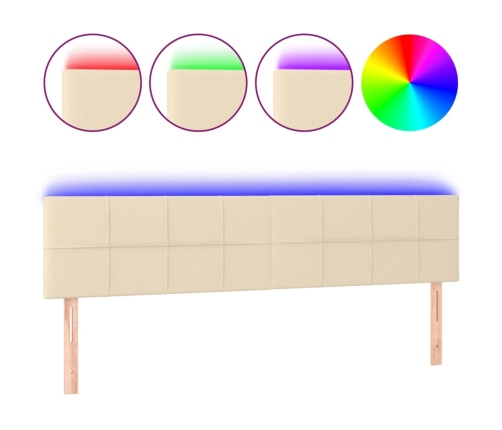 Cabecero con LED de tela color crema 160x5x78/88 cm