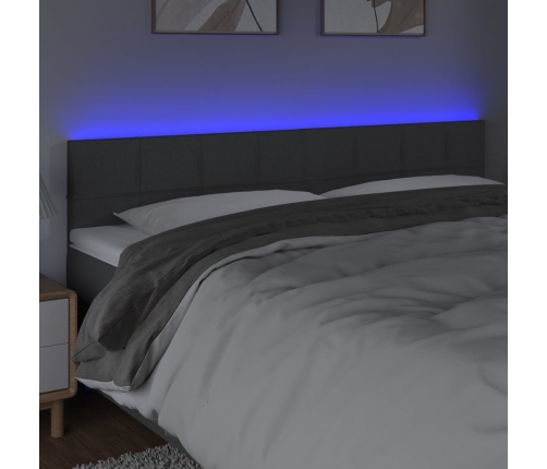 Cabecero con LED de tela gris oscuro 180x5x78/88 cm