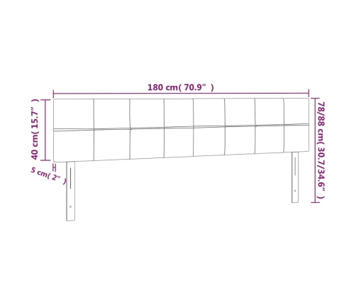 Cabecero con LED de tela gris oscuro 180x5x78/88 cm