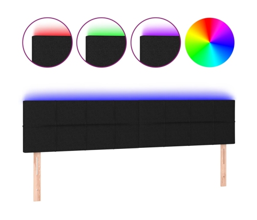 Cabecero con LED de tela negro 180x5x78/88 cm