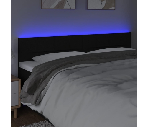 Cabecero con LED de tela negro 200x5x78/88 cm