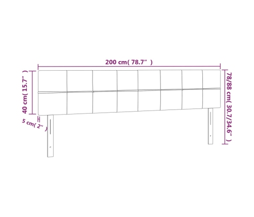 Cabecero con LED de tela color crema 200x5x78/88 cm