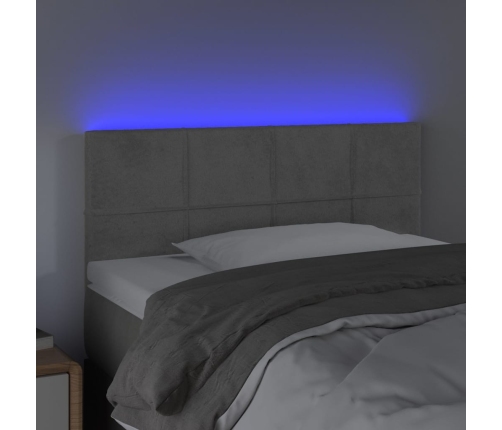 Cabecero con LED de terciopelo gris claro 80x5x78/88 cm